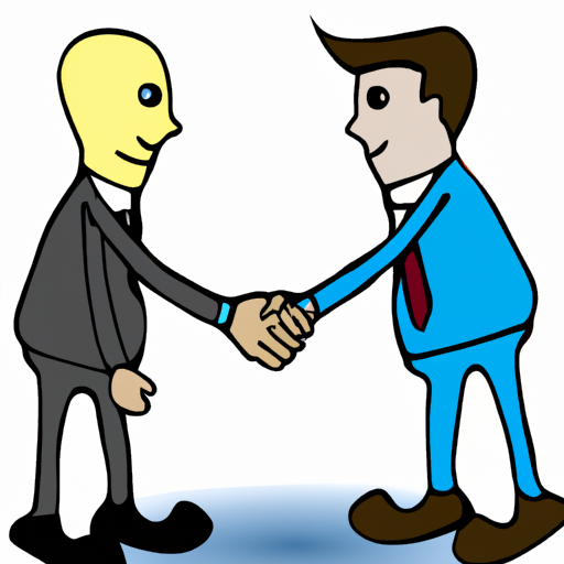 cartoon of a person in a suit shaking hands with with another person