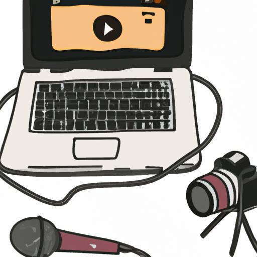 a drawing of a laptop with a microphone and camera