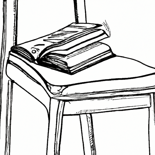 a drawing of an open book on a chair