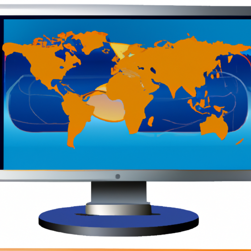 An illustration of a computer screen with a world map on it