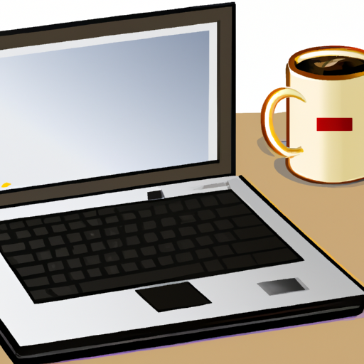 an illustration of a laptop and coffee cup on a desk