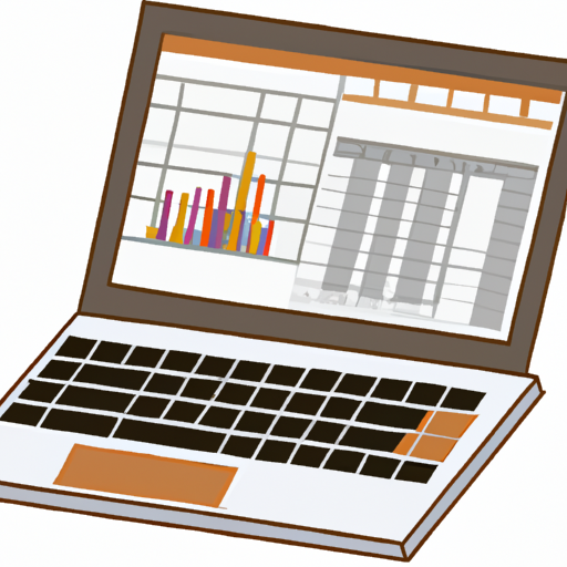 an illustration of a laptop with a spreadsheet open