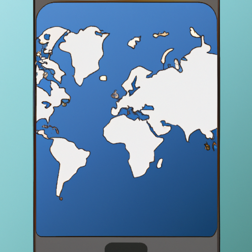 An illustration of a smartphone with a world map on its screen