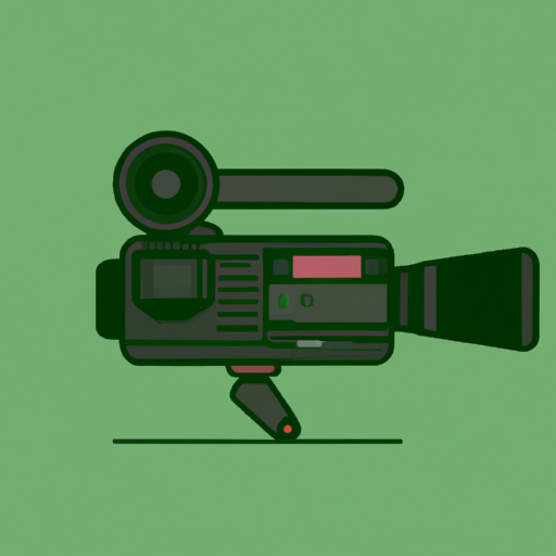 an illustration of a video camera with a dark green background