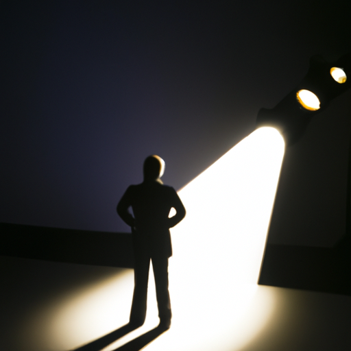 A light shining on a person to show the importance of selfpromotion