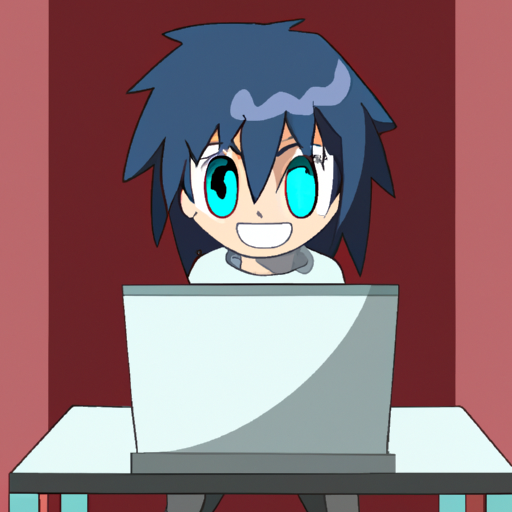 person using laptop  an Anime Catoon