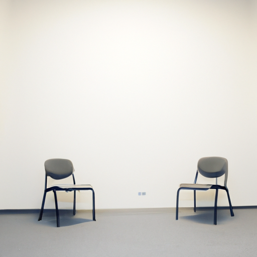 A photo of an empty room with two chairs