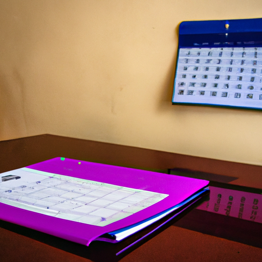 a photograph of a calendar and a folder on a table