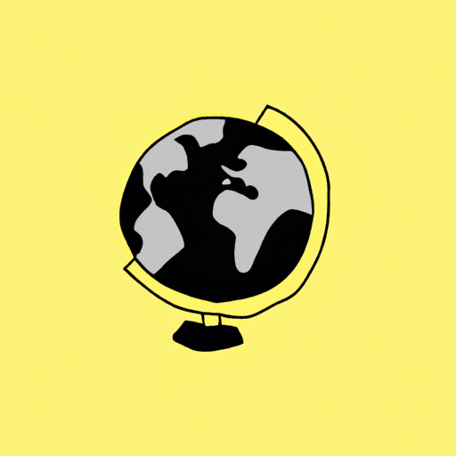 A drawing of a globe with a yellow background