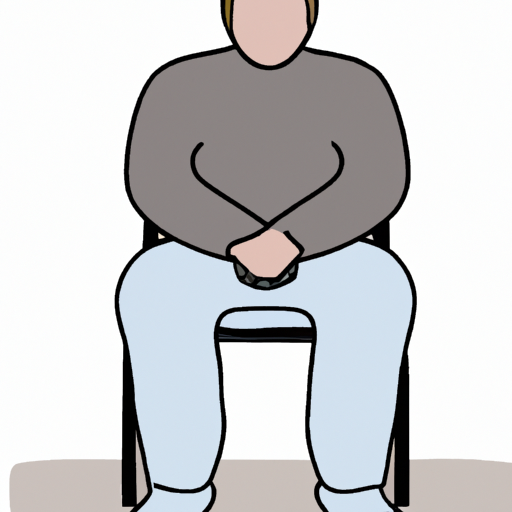 An illustration of a person sitting up straight in a chair hands folded on their lap