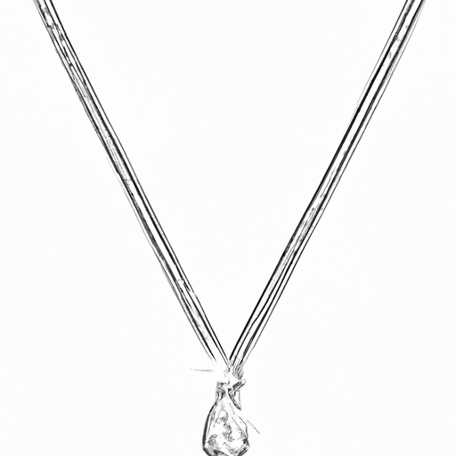 An illustration of a silver necklace with a small diamond pendant