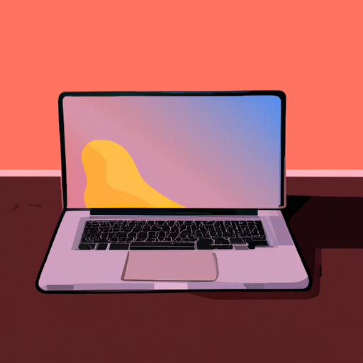 A laptop on a desk with Cinematic colors in the style of an Illustration