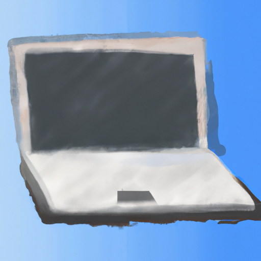 A painting of a laptop with a blue background