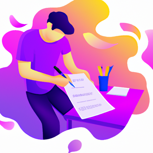 a person doing paperwork with Cinematic colors in the style of an Illustration