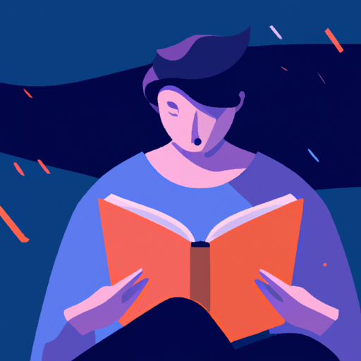 a person reading a book with Cinematic colors in the style of an Illustration