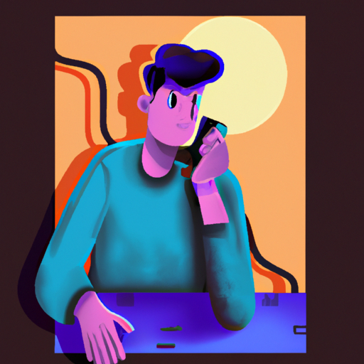 a person talking on the phone with Cinematic colors in the style of an Illustration