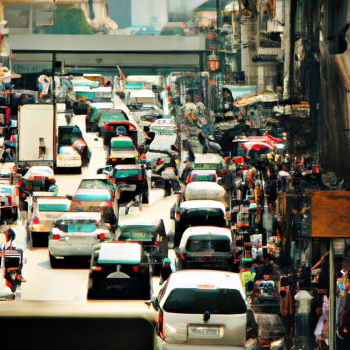 A photo of a busy street in a foreign country