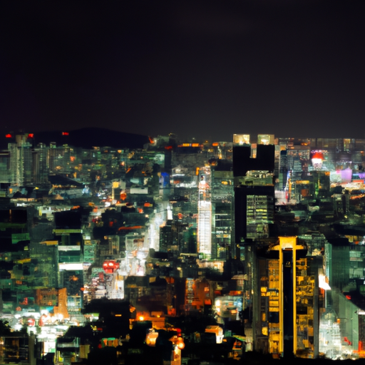 A photograph of a foreign cityscape at night