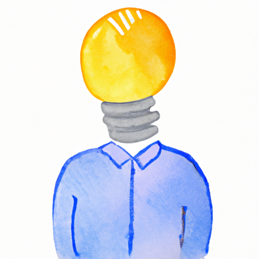 A watercolor painting of a person in a hardhat with a lightbulb over their head